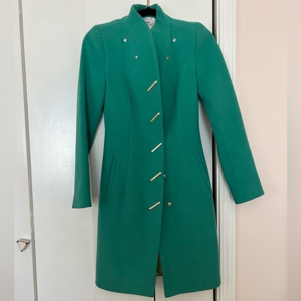 Tailored cotton blend super soft teal coat